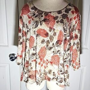 Only Nine Woman Top, pop over size 3X. Fall print.‎ Grama costal